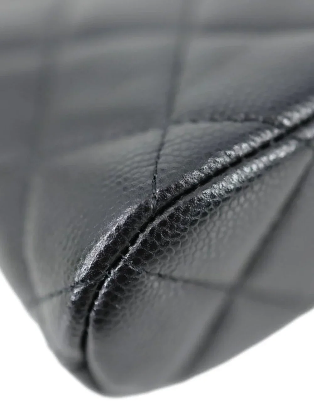 Chanel  Dome Quilted Caviar Leather Zip Clutch With Chain Black